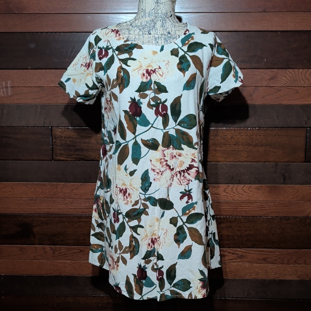 No Brand Tag Floral Short Sleeve Dress With Pockets